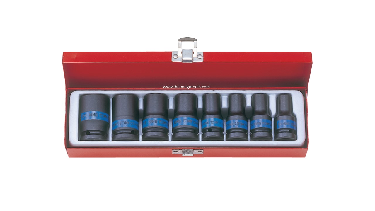 KINGTONY 4413MP ลูกบ๊อกลม ยาวบาง 1/2” 8 ตัวชุด