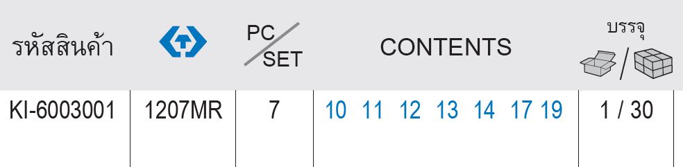 kingtony 1207MR ตรางขนาด ประแจแหวนข้าง-ปากตาย