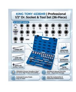 ชุดเครื่องมือช่าง KING TONY รุ่น P4330MRC ขนาด 30 ชิ้น บรรจุในกล่องเหล็กสีแดงคุณภาพสูง