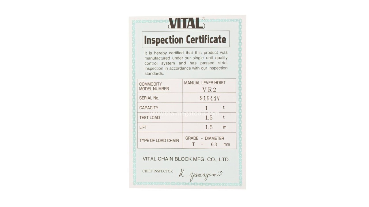 VITION VR10 Cetificate