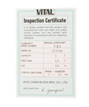 VITION VR10 Cetificate