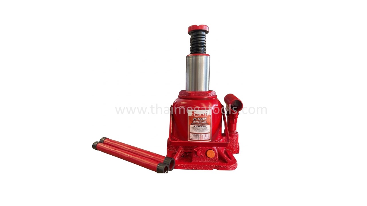 แม่แรงกระปุกทรงเตี้ย 20 ตัน KOMAKI รุ่น E-KM-20L สีแดง พร้อมด้ามต่อโยก