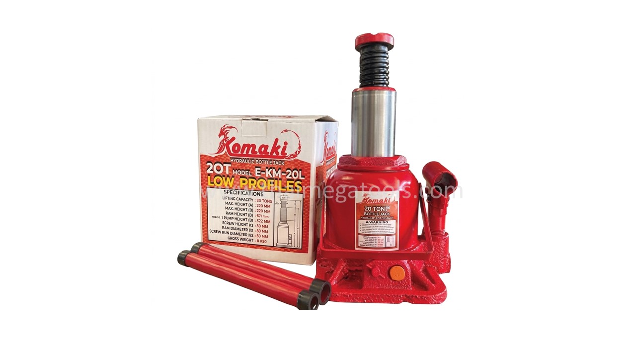 แม่แรงกระปุกทรงเตี้ย 20 ตัน KOMAKI รุ่น E-KM-20L พร้อมกล่องพลาสติกพกพา