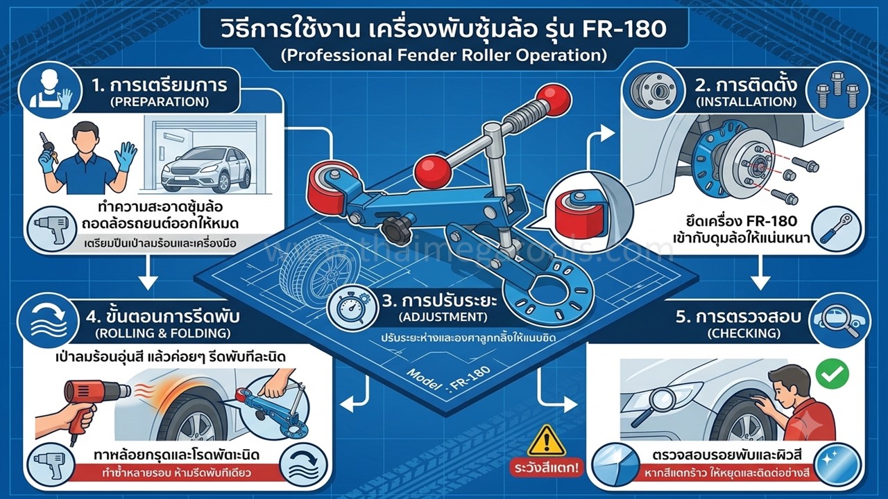 เครื่องพับซุ้มล้อ รุ่น FR-180 สำหรับขยายซุ้มล้อรถยนต์ อุปกรณ์แต่งรถ