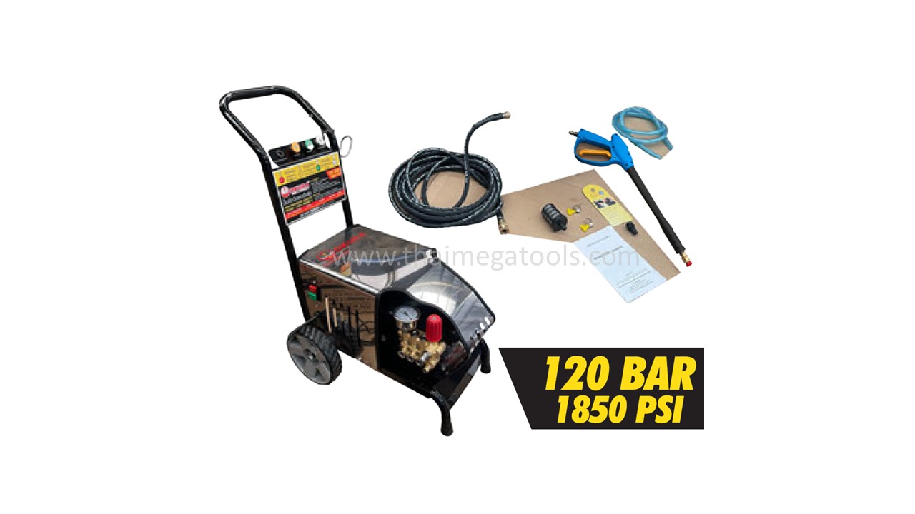 ปั๊มอัดฉีดแรงดันสูง 120 Bar OKURA J-OK-3120M-C พร้อมอุปกรณ์ หรือ เครื่องฉีดน้ำแรงดันสูง OKURA J-OK-3120M-C 120 บาร์