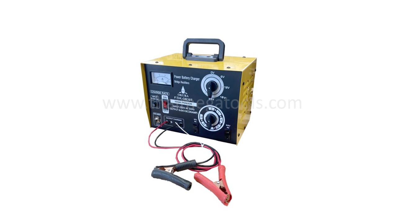 เครื่องชาร์จแบตเตอรี่ OKURA รองรับ 6V, 12V, 18V และ 24V