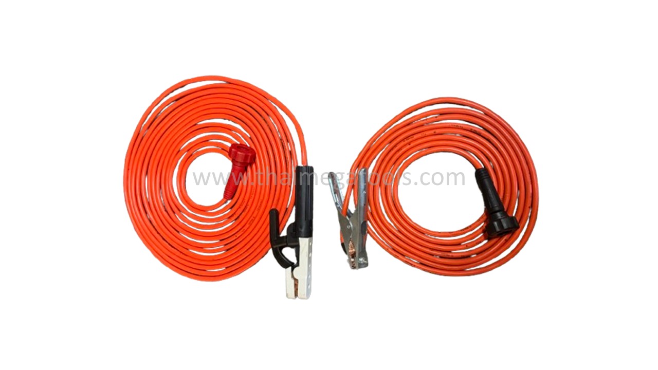 ชุดสายเชื่อมสำเร็จรูป OKURA รุ่น F-OK-WC105T รุ่นข้อต่อเกลียวทองเหลืองสากล สายเชื่อมสีแดงยาว 10 เมตร และสายดินพร้อมคีมจับยาว 5 เมตร ขนาดสายไฟทองแดง 12 SQ.MM.