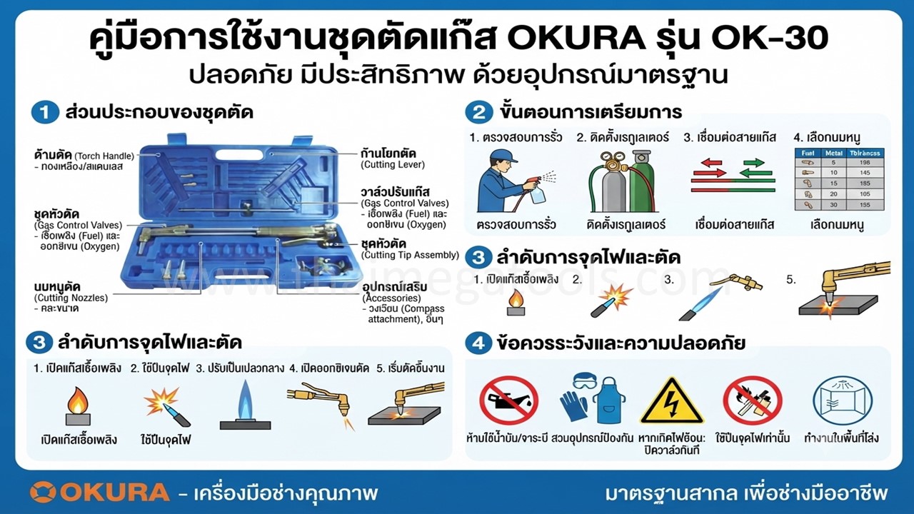 คู่มือการใช้งานชุดตัดแก๊ส OKURA รุ่น OK-30 อย่างปลอดภัยและมีประสิทธิภาพ