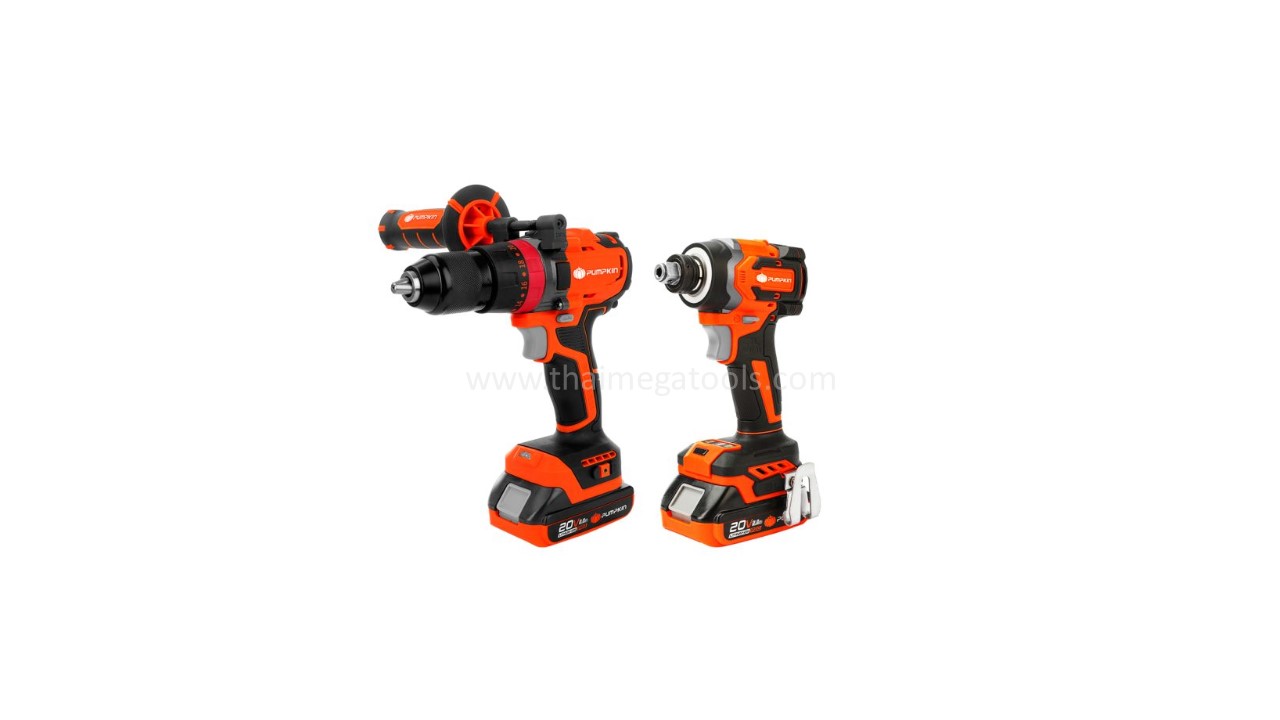 PUMPKIN รุ่น 50295 ชุดสว่านกระแทกและไขควงกระแทกไร้สาย 20V มอเตอร์ไร้แปรงถ่าน บรรจุ 2 เครื่องพร้อมใช้งาน