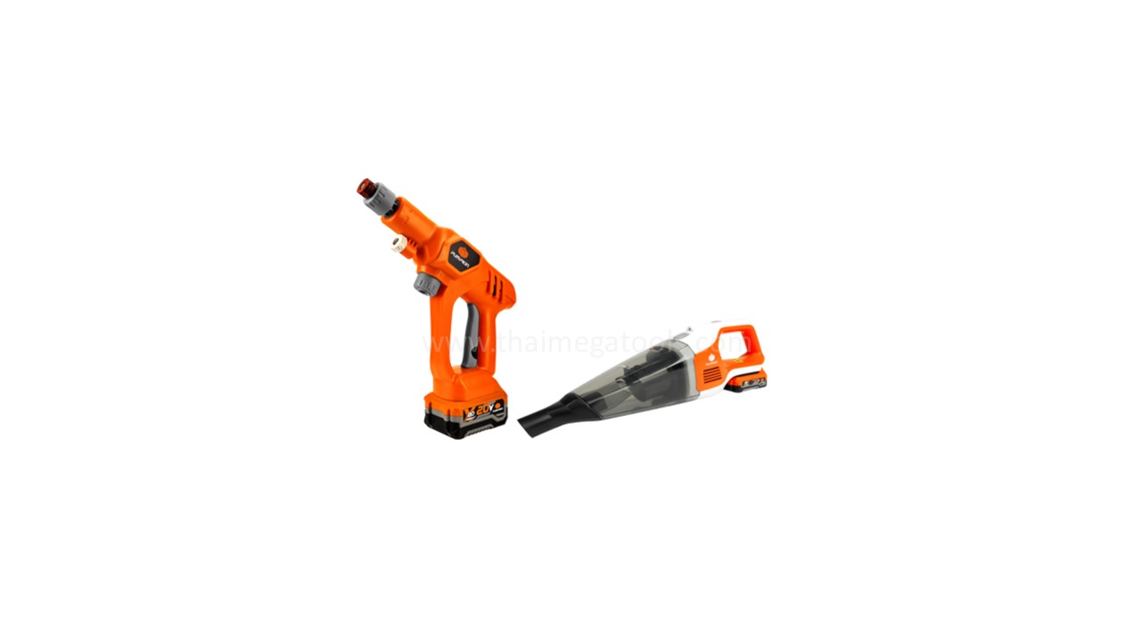 ชุดเครื่องดูดฝุ่นมือถือและเครื่องฉีดน้ำไร้สาย PUMPKIN 20V รุ่น 50393 2-in-1